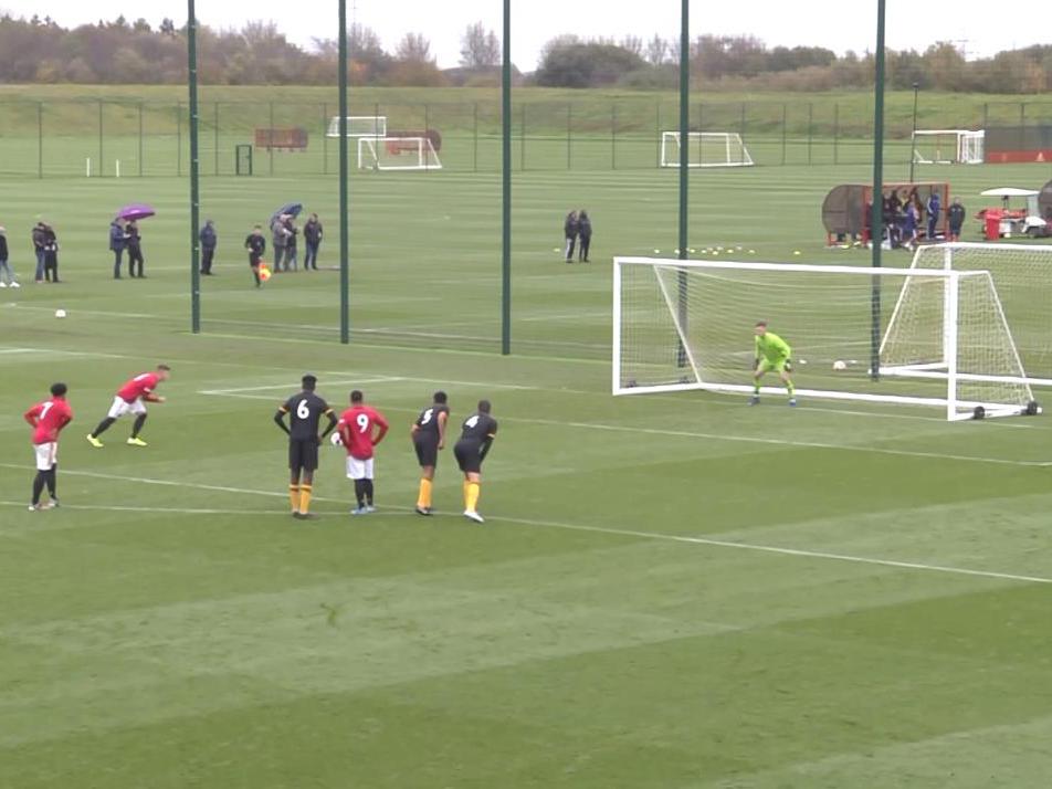 Charlie McCann steps up to take a penalty against Wolves Under-18s