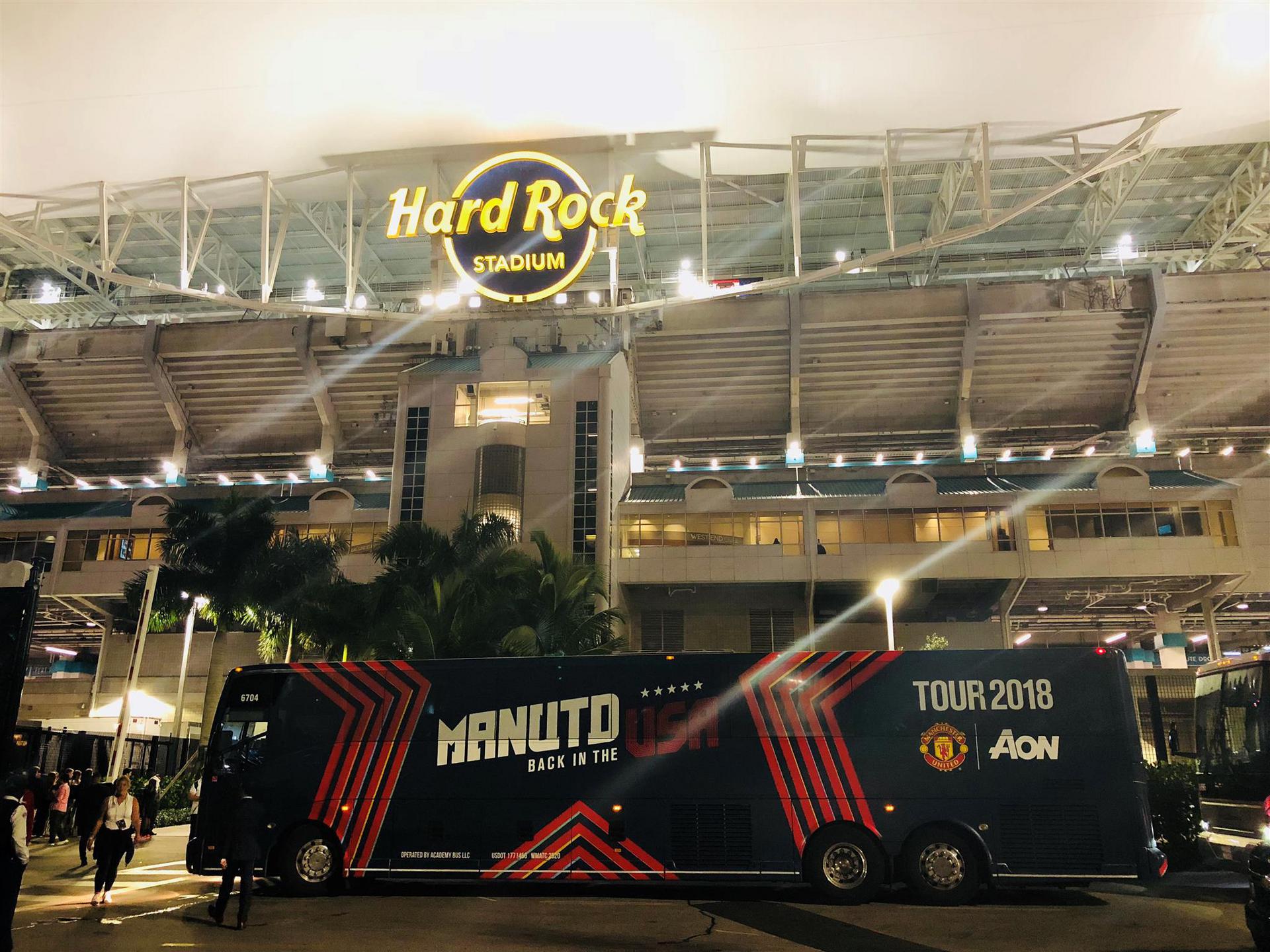 Team Bus At Hard Rock Manchester United