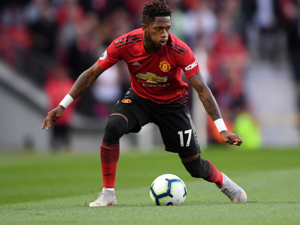 Fred on the ball in United's win over Leicester