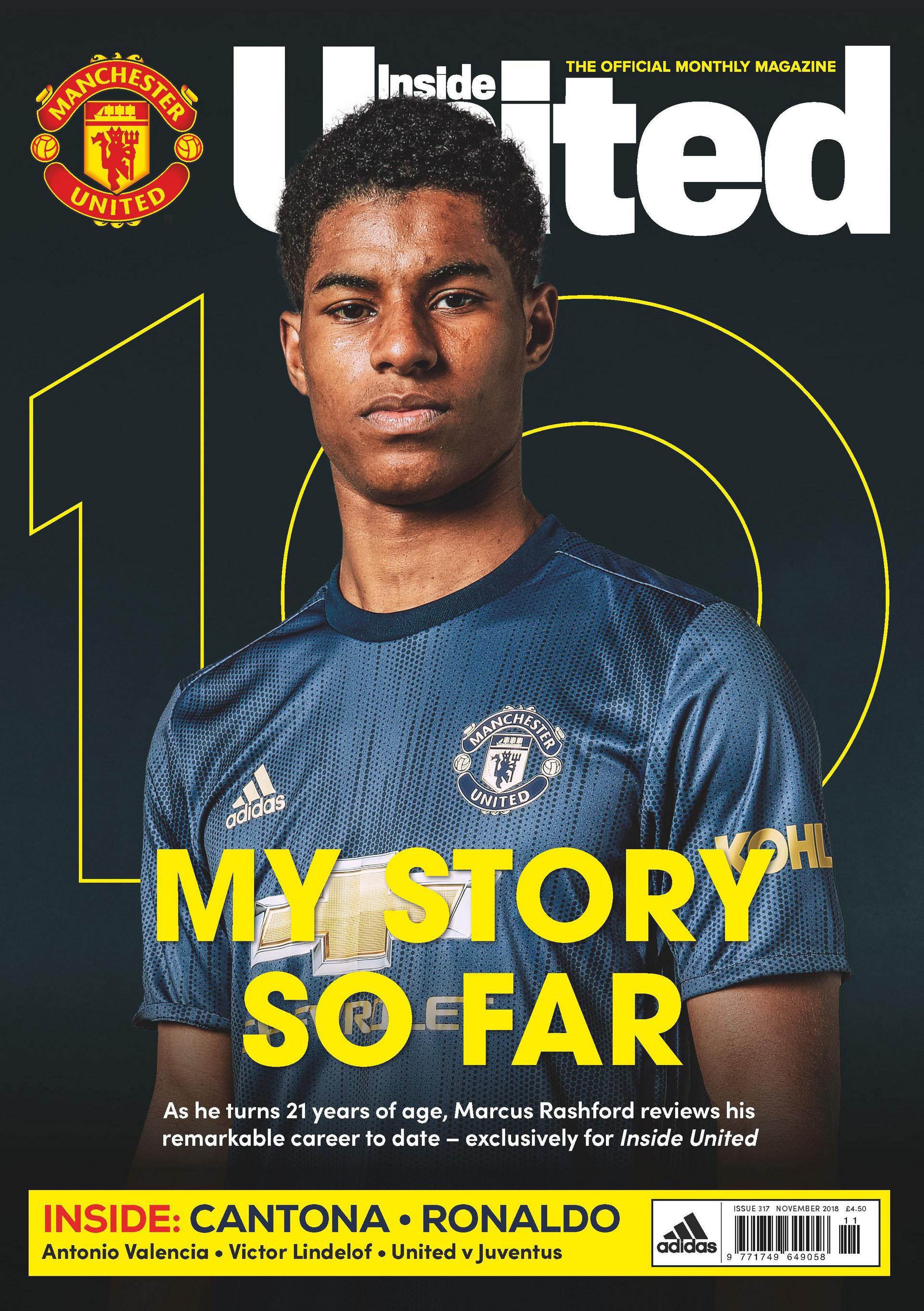 Inside United magazine cover featuring Marcus Rashford Manchester United