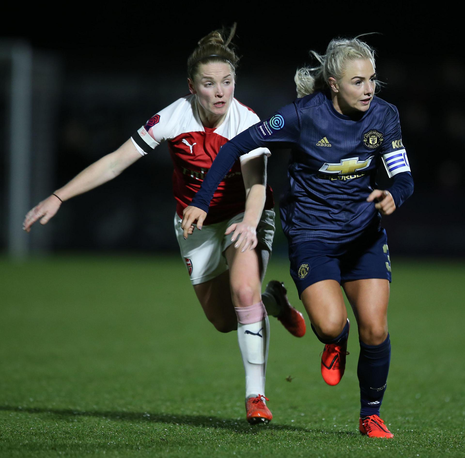 Alex Greenwood in action against Arsenal Women