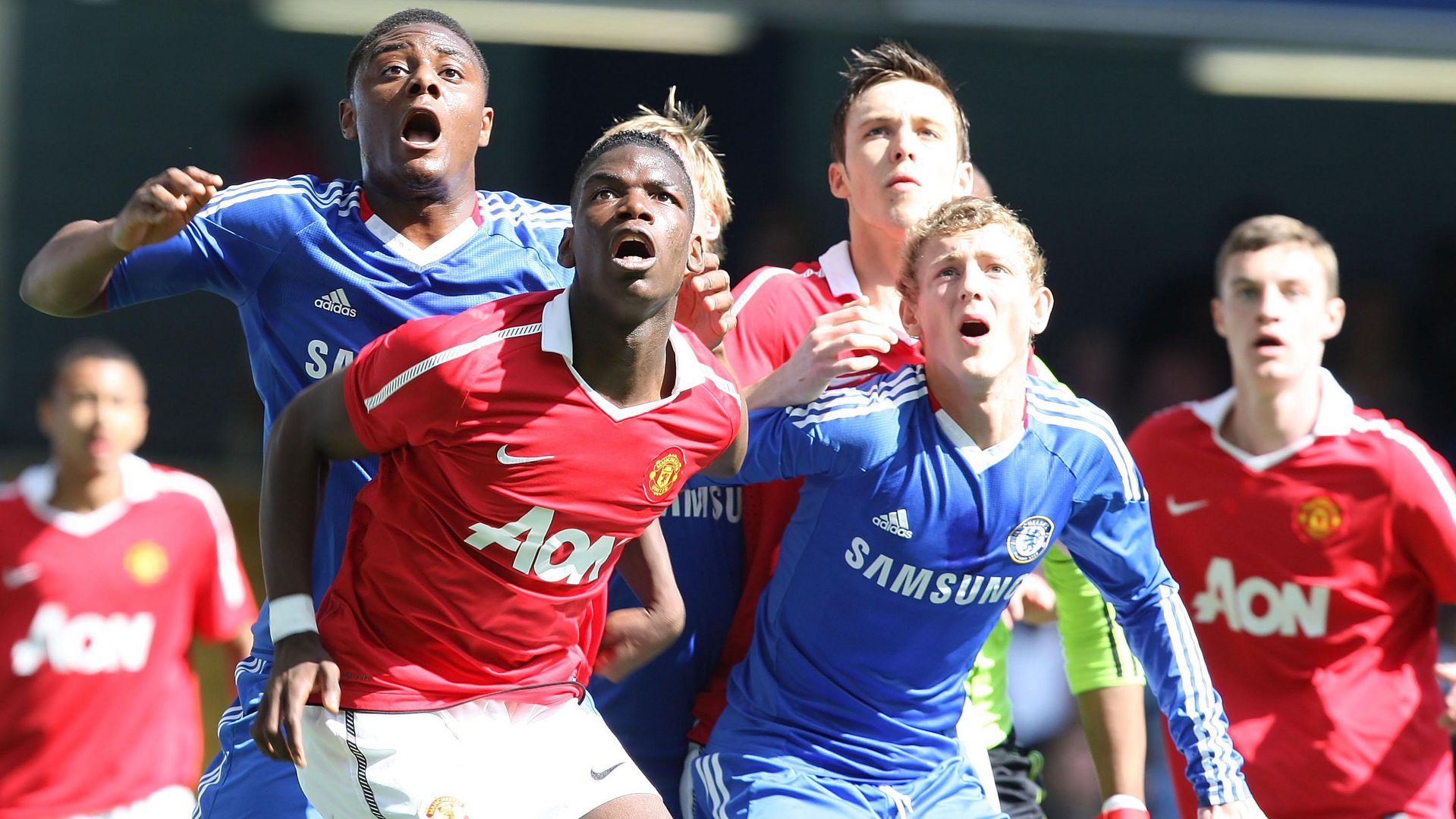 Paul Pogba And Jesse Lingard In Fa Youth Cup Tie Manchester United