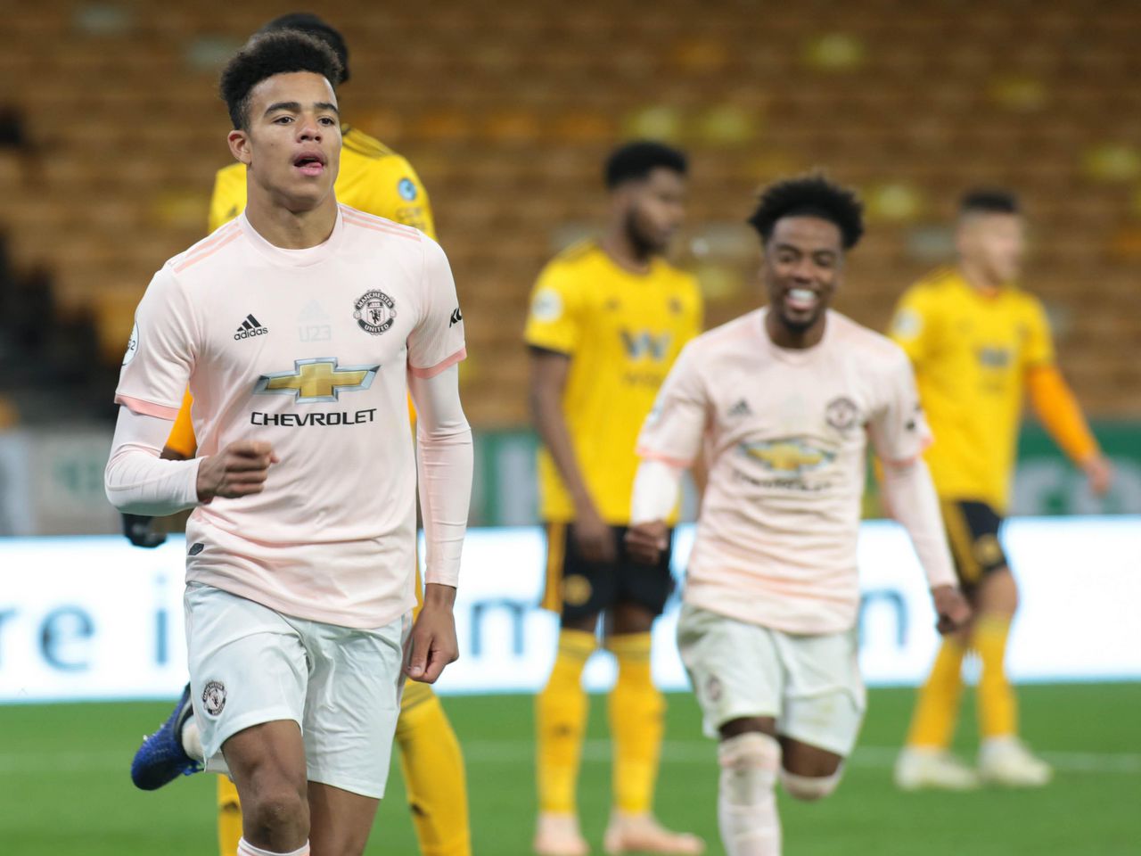 Mason Greenwood celebrates his strike.