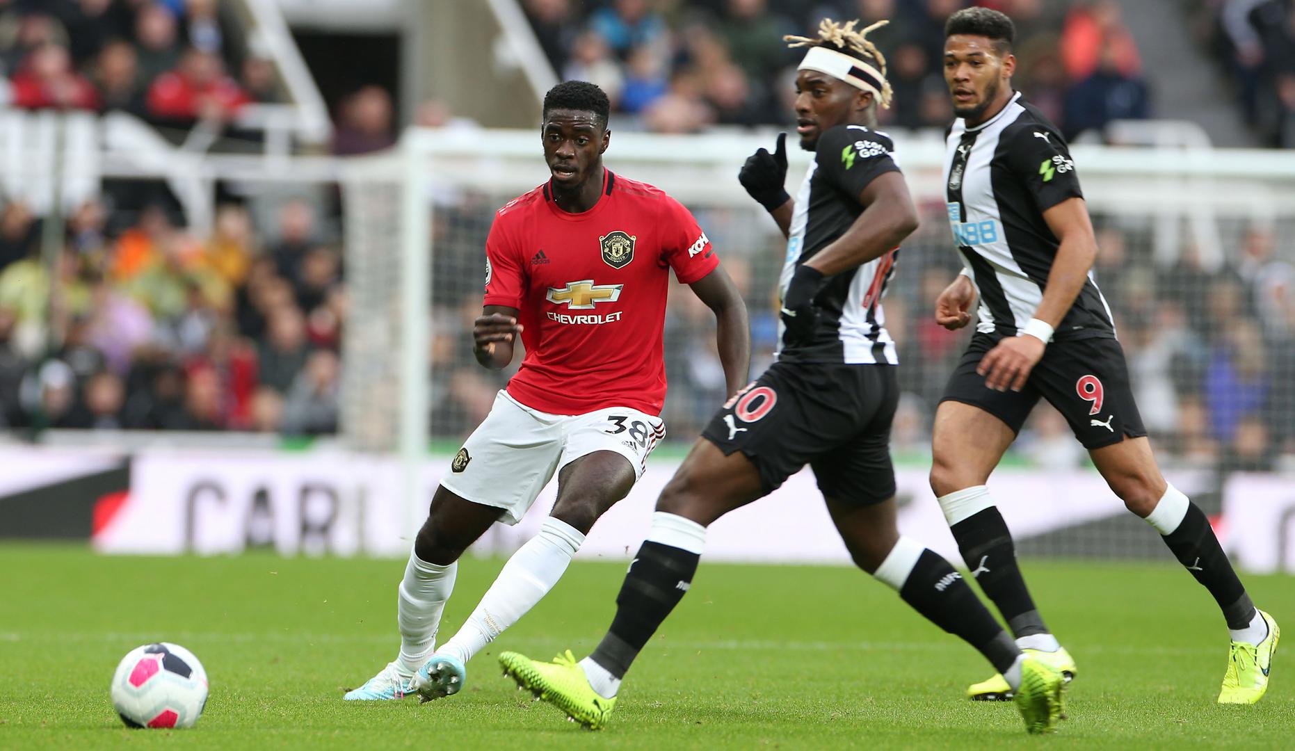 Axel Tuanzebe in action against Newcastle United