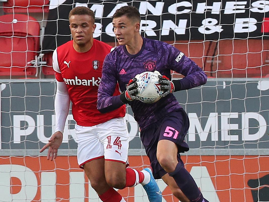 Matej Kovar catches the ball at Rotherham.