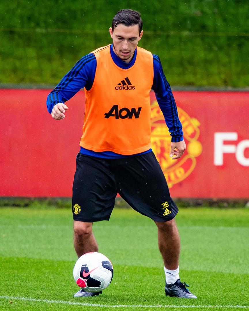 Matteo Darmian in training for Manchester United.