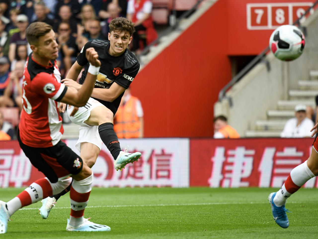 Daniel James fires home United's goal against Southampton.