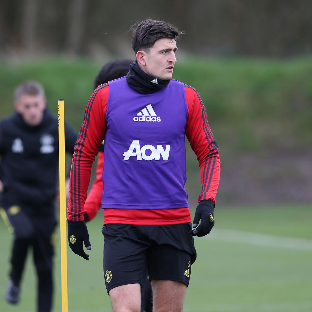 Harry Maguire during a session at the Aon Training Complex