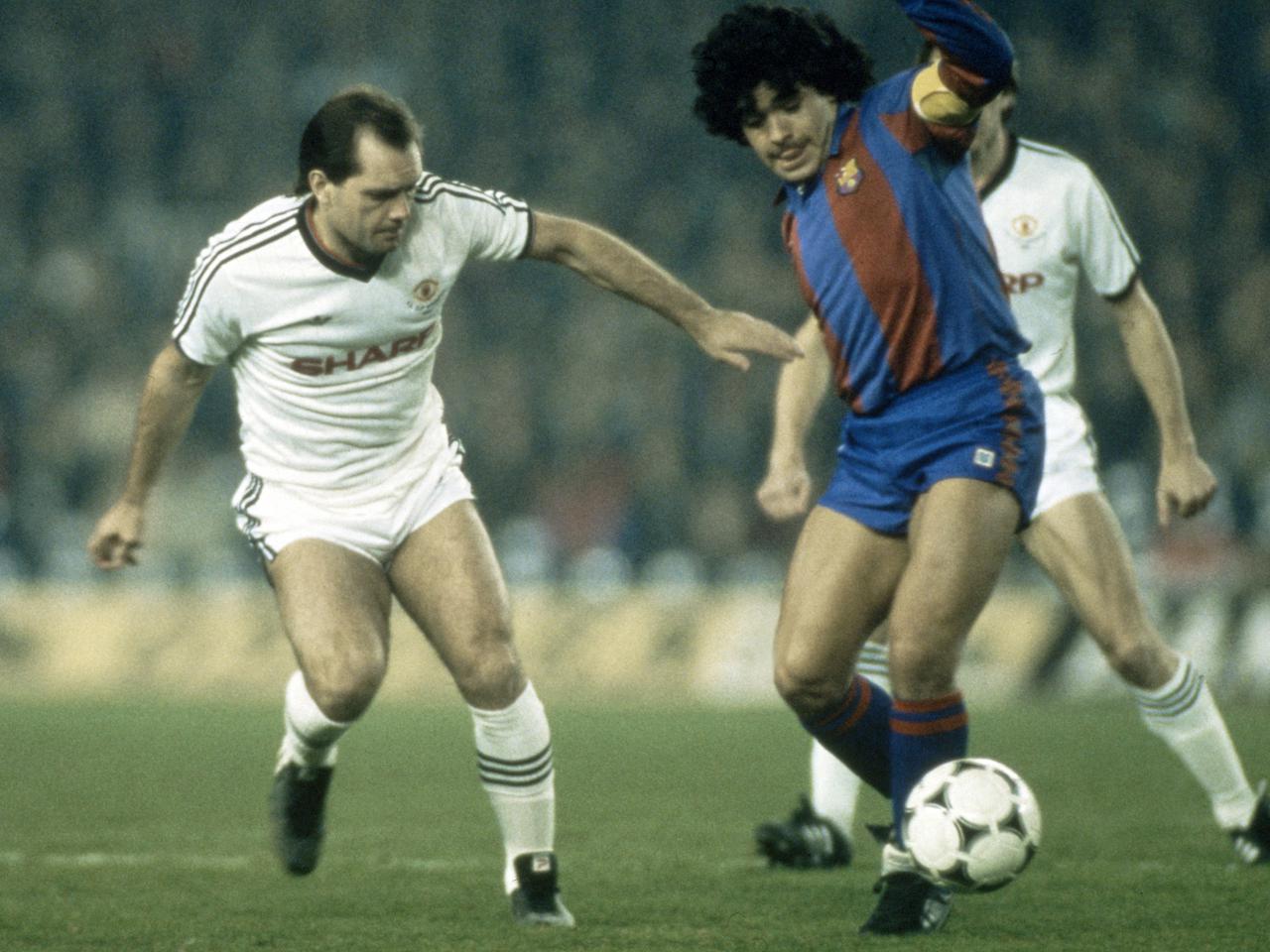 Diego Maradona playing against United in 1984.