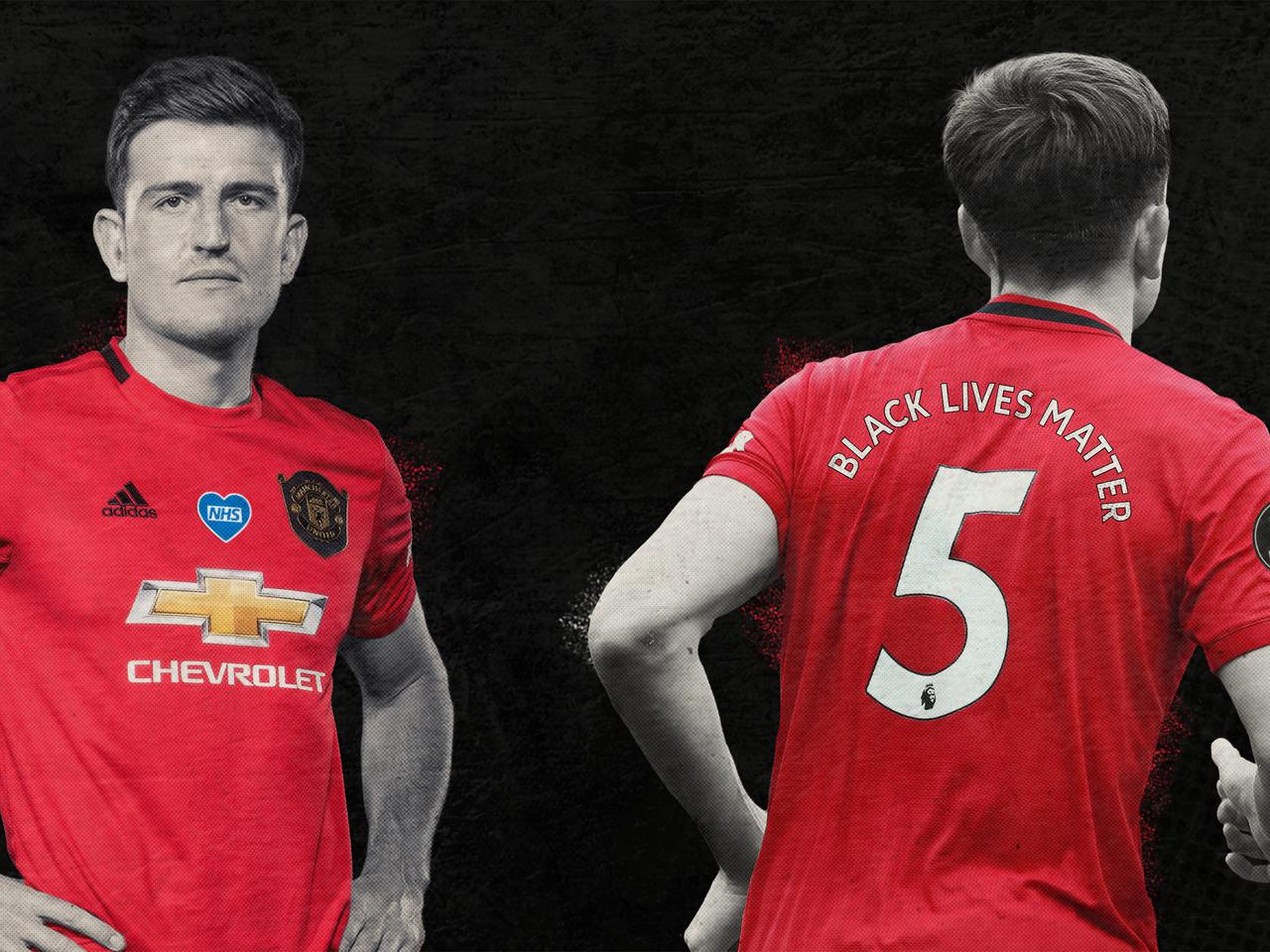 Harry Maguire wearing 'Black Lives Matter' edition of the Manchester United shirt