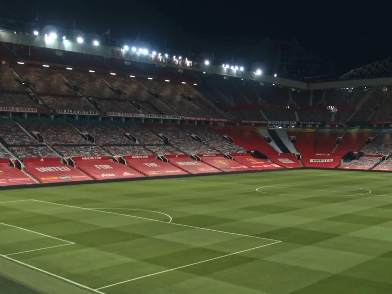 Image showing how Old Trafford's stands have been transformed for the first game behind closed doors