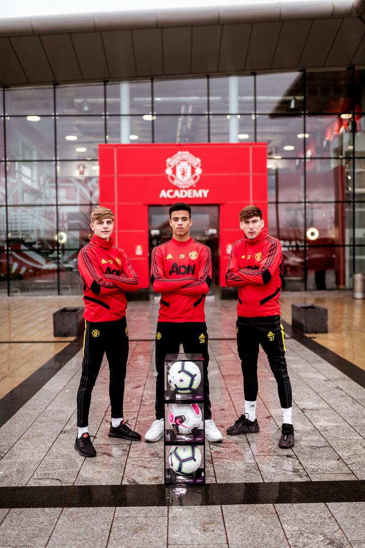 James Garner Mason Greenwood And Brandon Williams Receive Premier League Debut Balls Manchester United