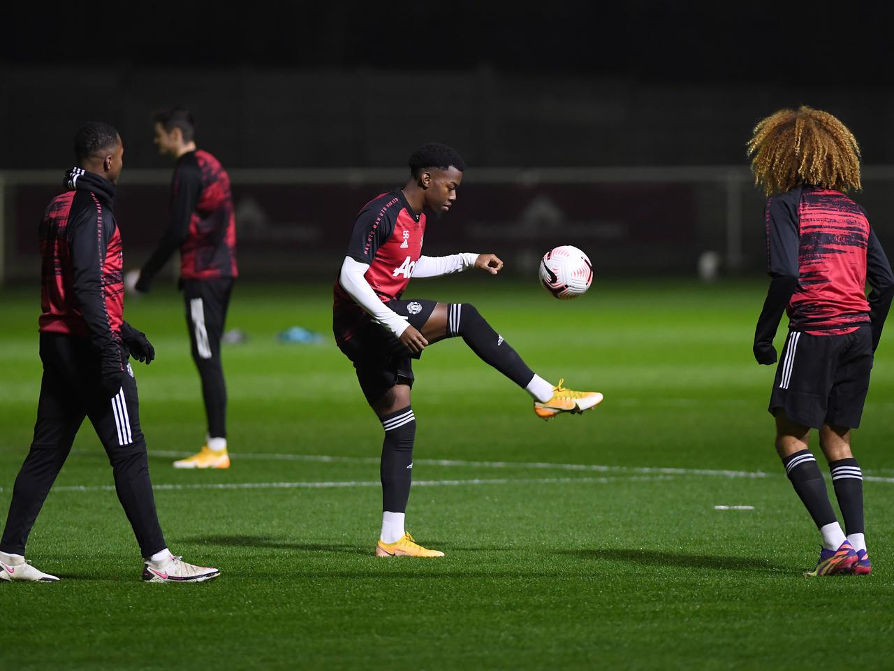 Anthony Elanga in the warm-up.