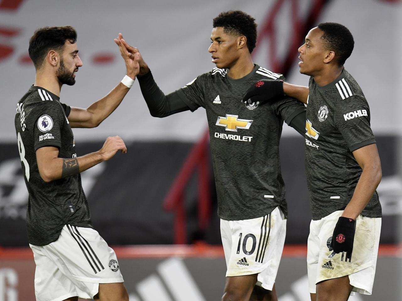 Bruno Fernandes, Marcus Rashford and Anthony Martial