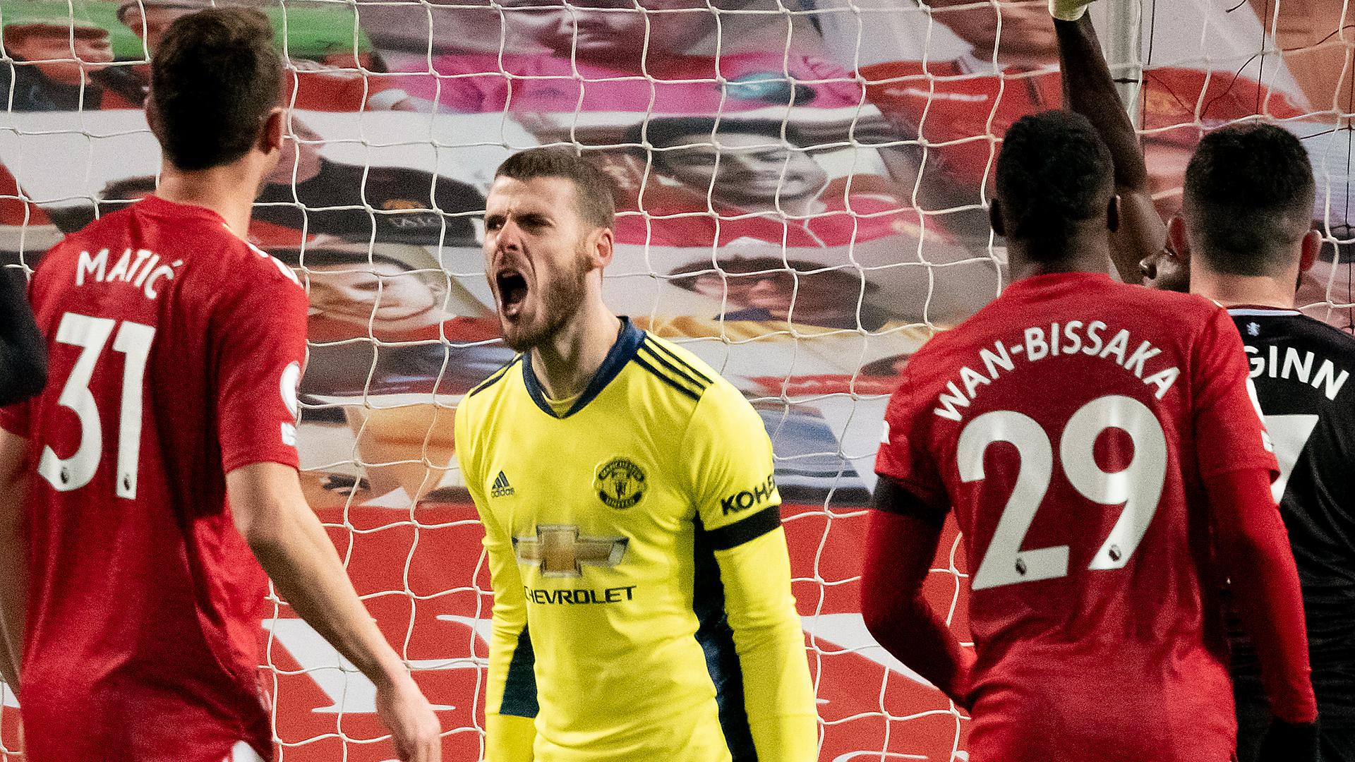 David De Gea saves against Aston Villa 01 January 2021 | Manchester United