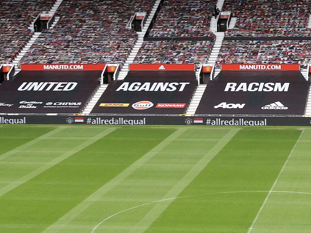 Old Trafford Displays See Red Campaign Banner For United V Brighton Manchester United