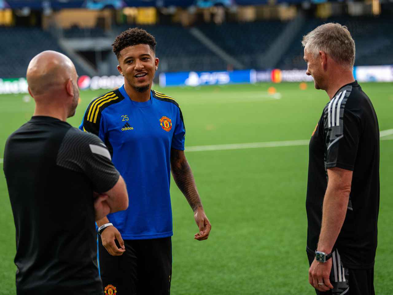 Jadon Sancho with Ole Gunnar Solskjaer