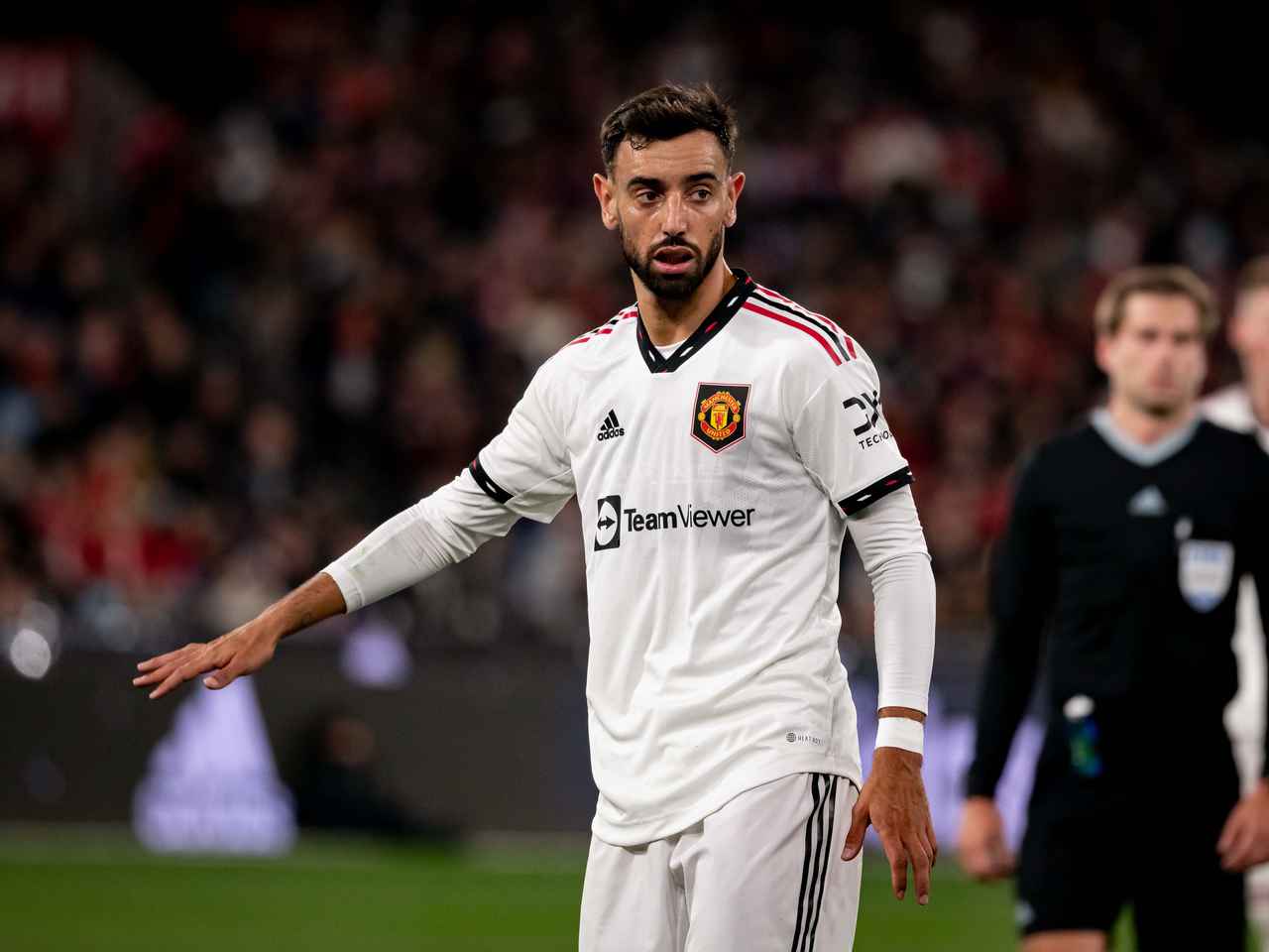 Bruno Fernandes reacts following Man Utd victory over Crystal Palace | Manchester United