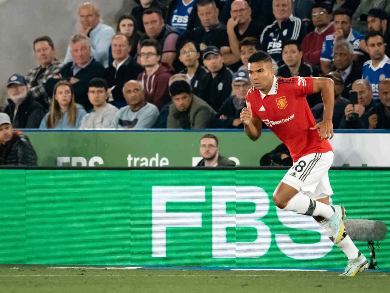 Casemiro in action against Leicester.