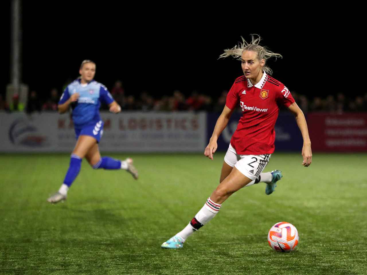 Millie Turner in action against Durham for Manchester United