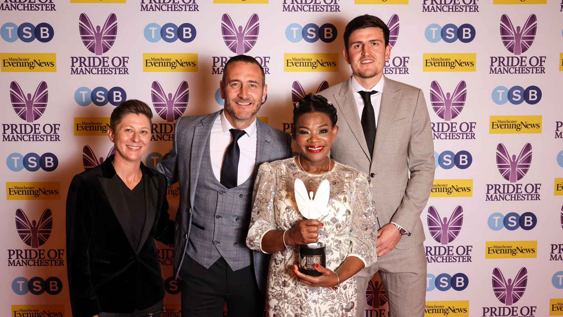 Harry Maguire presents award at Pride of Manchester event