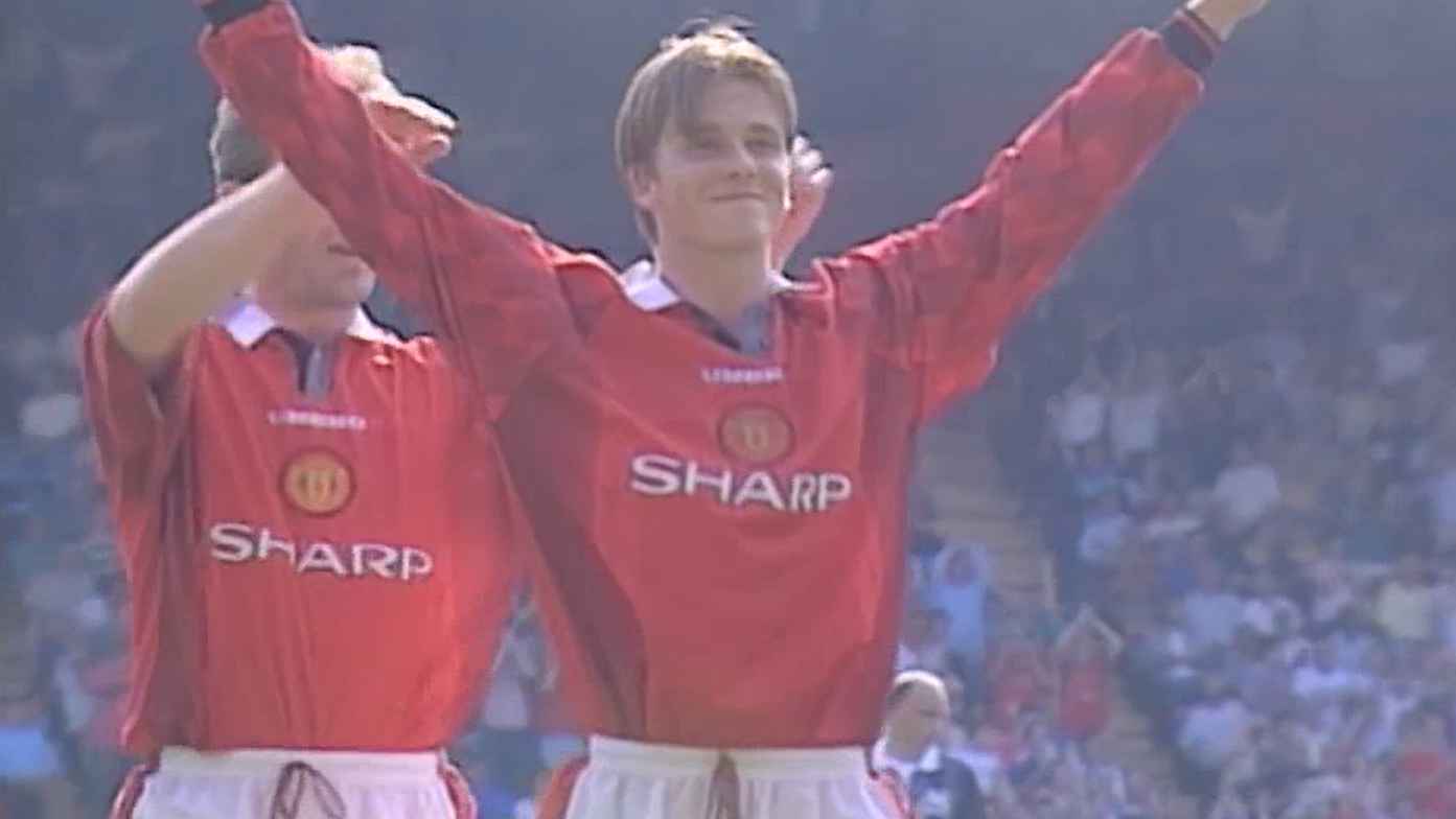 Clip from David Beckham Take a Bow film on Wimbledon goal Manchester