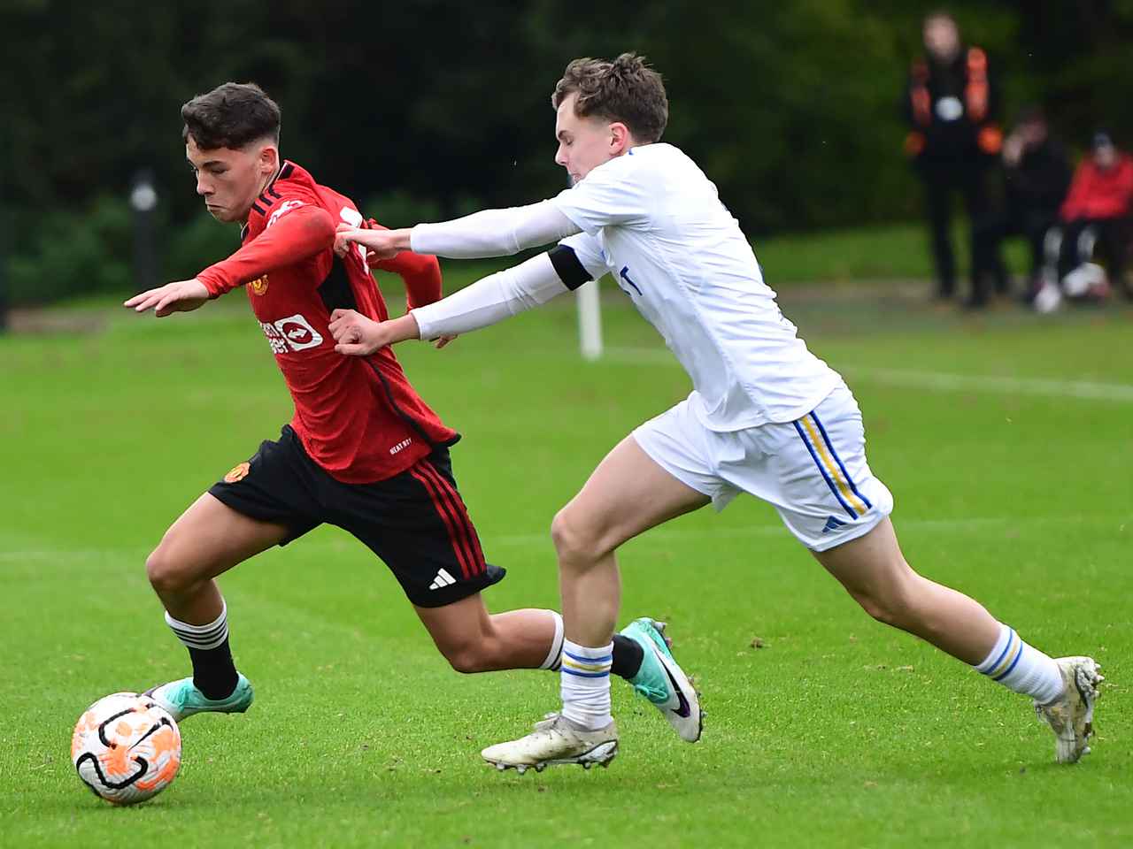 United's Under-18s in action against Leeds.