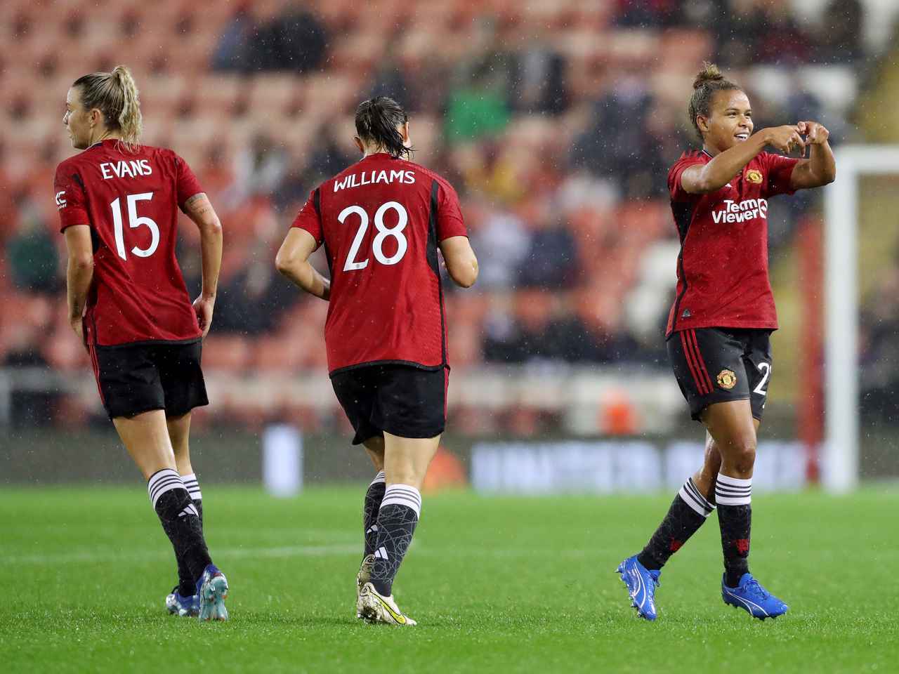 Nikita Parris celebrates one of her goals against Everton