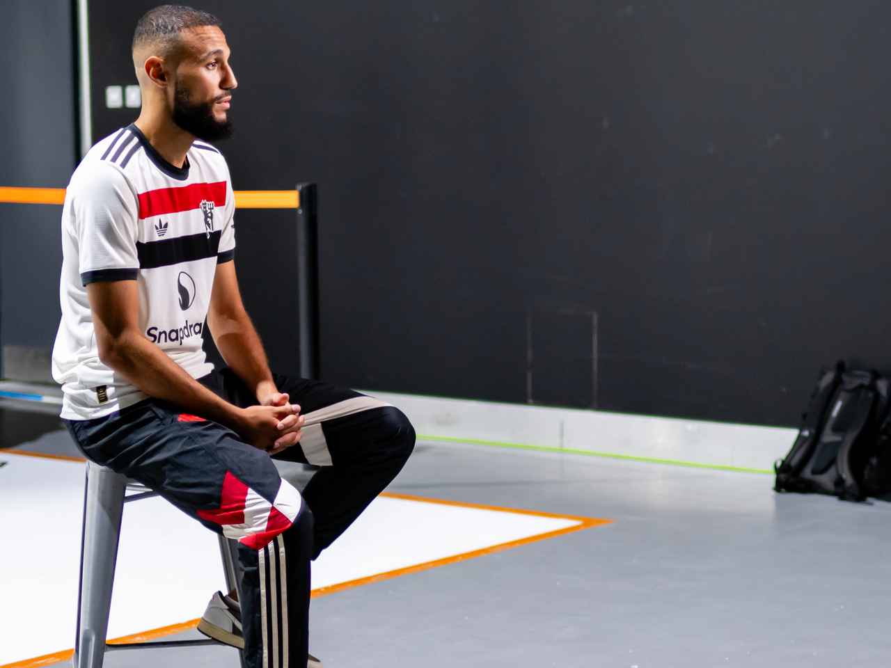 Steve Bartram speaking to Noussair Mazraoui 