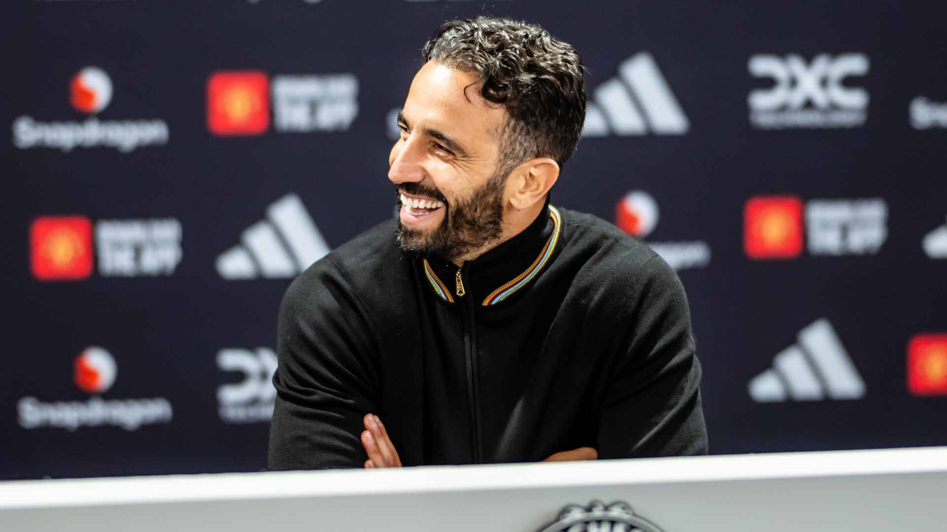 Ruben Amorim during a press conference at Manchester United