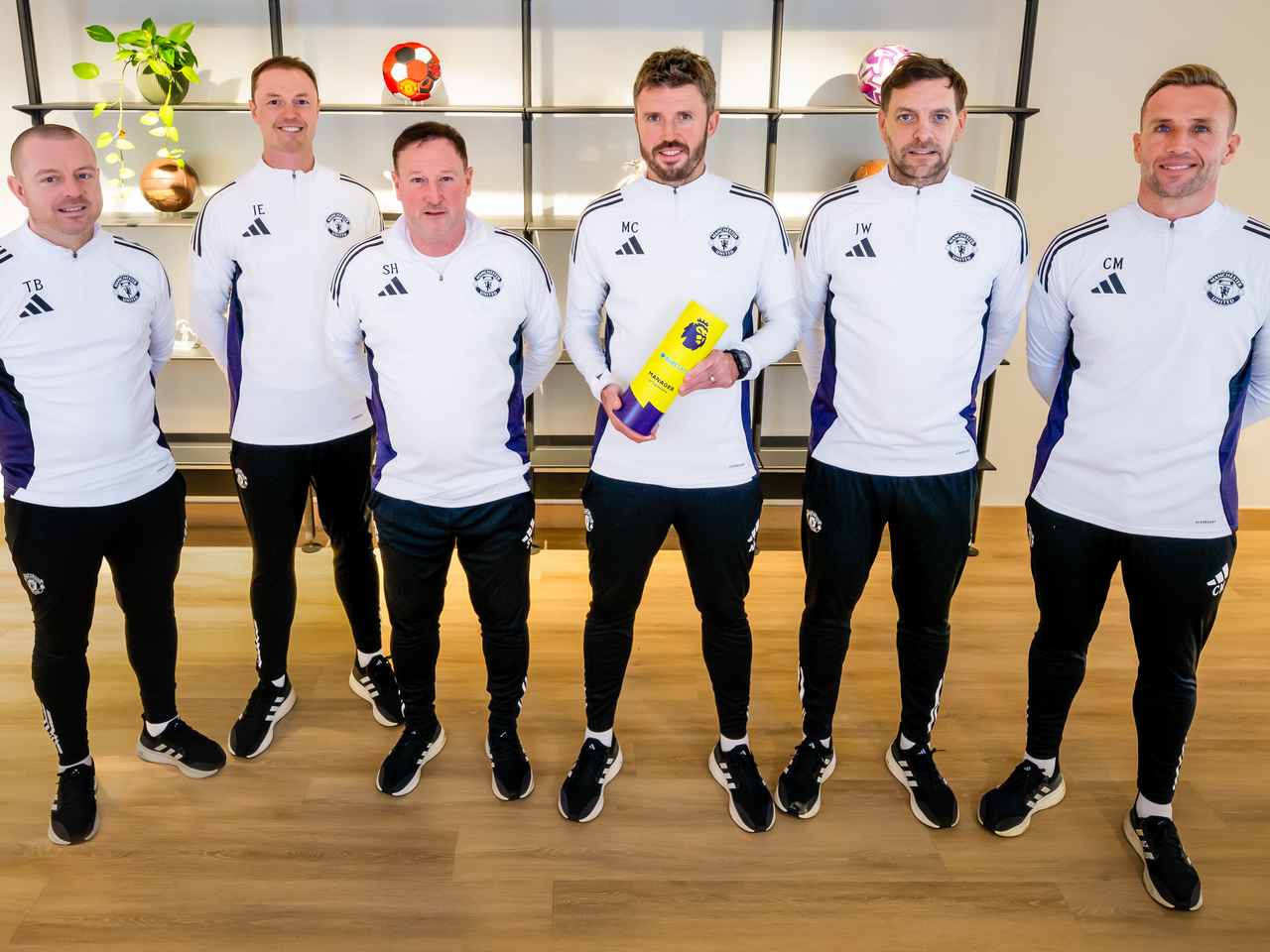 Michael Carrick wins the January Premier League Manager of the Month Award.